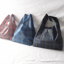 男前カラーのエコバッグ*防水ナイロンタータンチェック エコバッグ