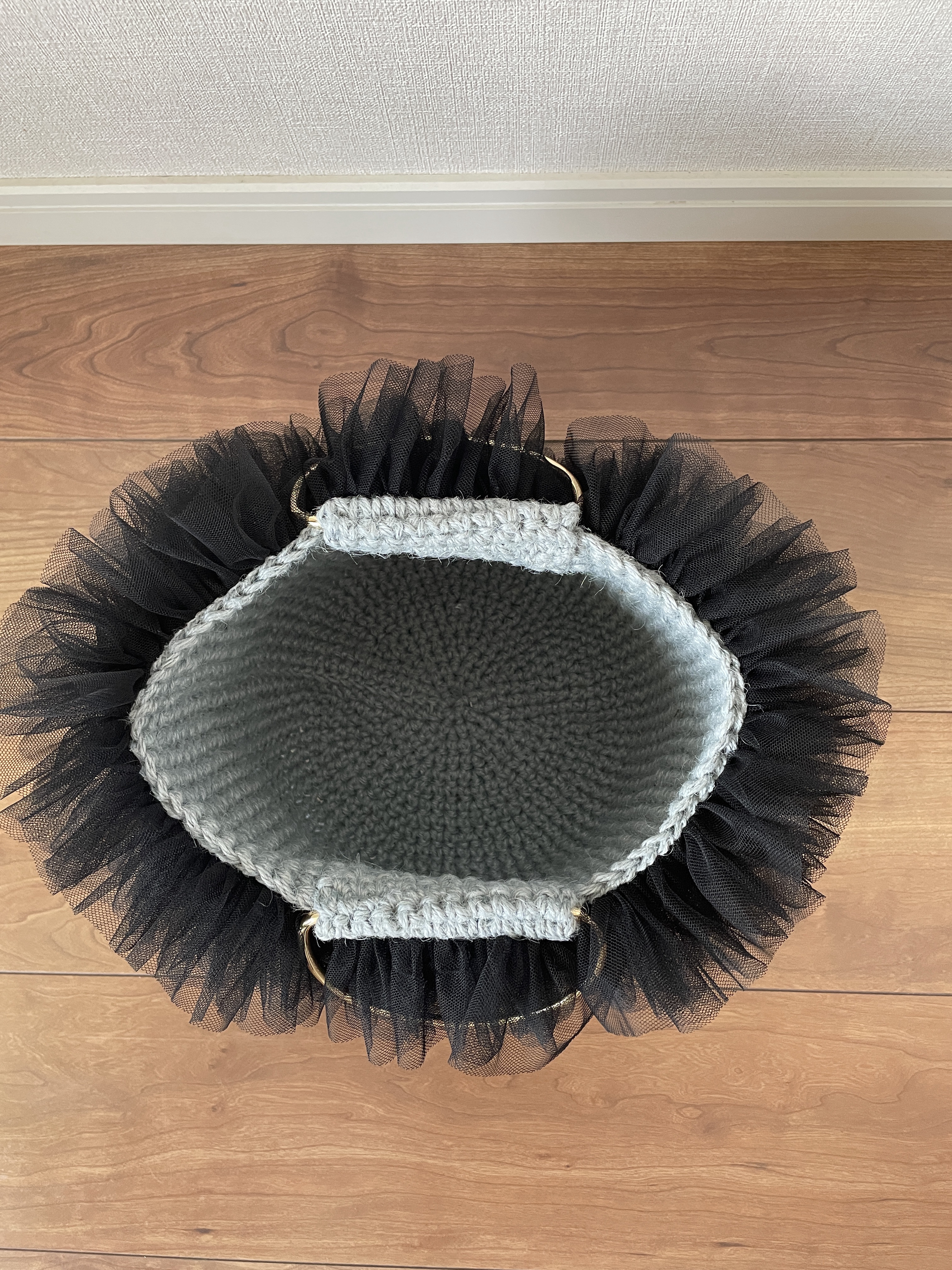 2025 ブラックチュール麻ひもバッグ