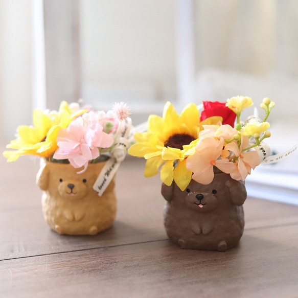 トイプードルのプリザーブドアレンジメント 誕生日 ギフト