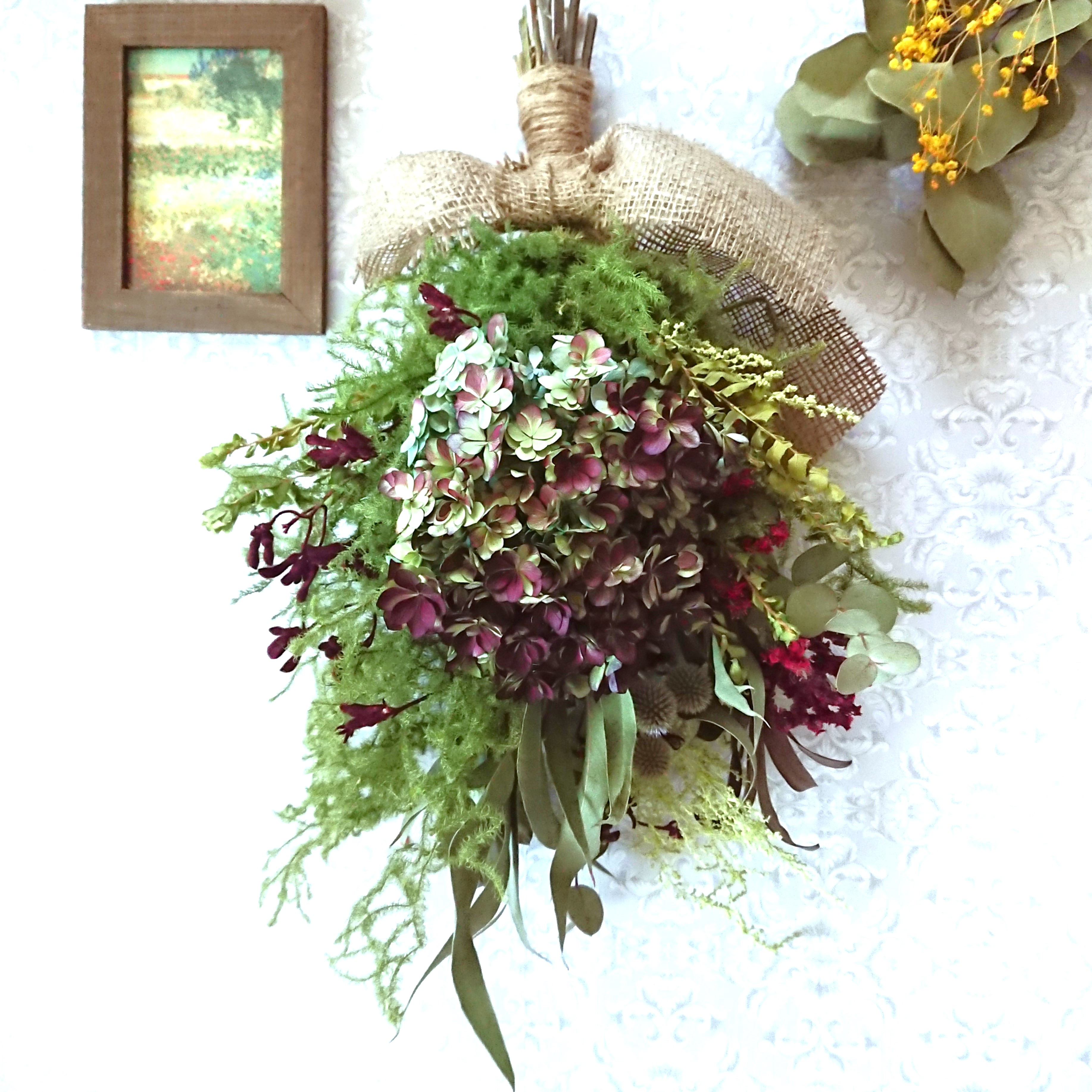 秋色紫陽花スワッグ 8.秋色紫陽花スワッグ