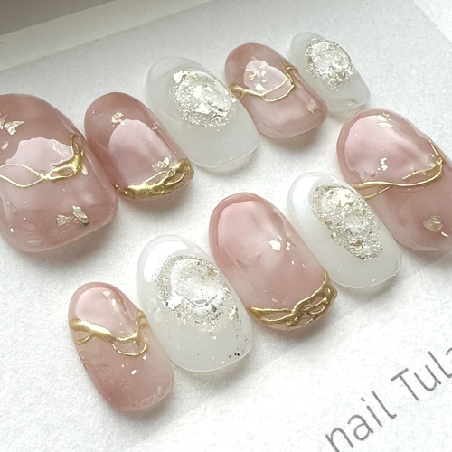 ピンクブラウンのうるっと艶ネイル ネイルチップ（つけ爪） nail