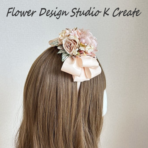 ナチュラルアンティークな薔薇とリボンのカチューシャ 結婚式