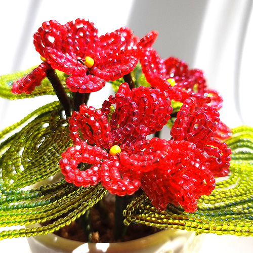 ○ゼラニウム ビーズのお花 稀少なチェコビーズで作りました 44