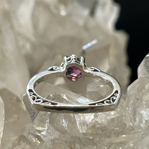 ガ―ネットのシルバーリング 指輪 メンズ : 丸 鎚目 シルバー リング 8mm幅 14～27号