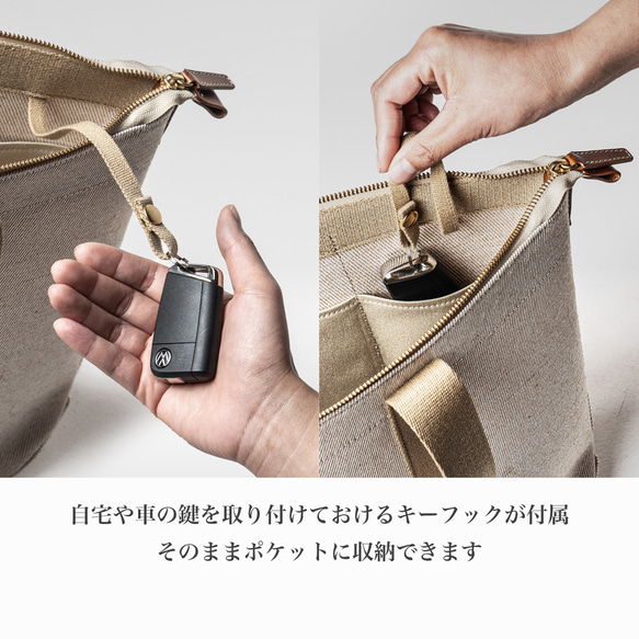 倉敷の綿麻帆布とヌメ革で仕立てた 丈夫で軽量なトートA4 ＜生成り ecru＞ ▶︎ 日本製