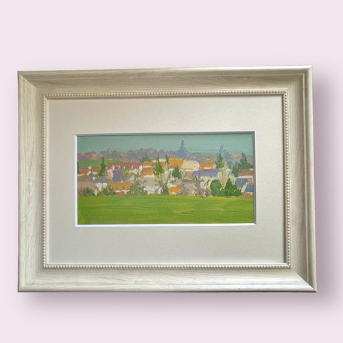 手書き油絵 パリの郊外の風景 絵画 インテリア 油彩画 油絵 パリ郊外