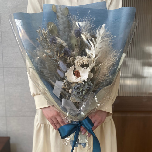 SALE 夏色ブルーカラードライフラワースワッグ ラッピング有 ドライ  