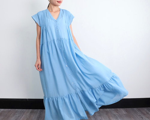 TFW49ワンピース　スモーキーな水色　サイズM TFW49ワンピース スモーキーな水色 サイズM TFW49】SIDE MESH SHORT