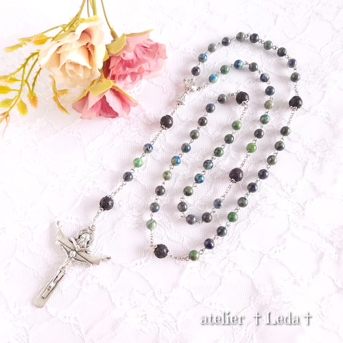 ☆アズロマラカイト＆ラバストーン ロザリオ☆ ~azuromalachite~ ☆アズロマラカイト＆ラバストーン ロザリオ☆ ~azuromalachite
