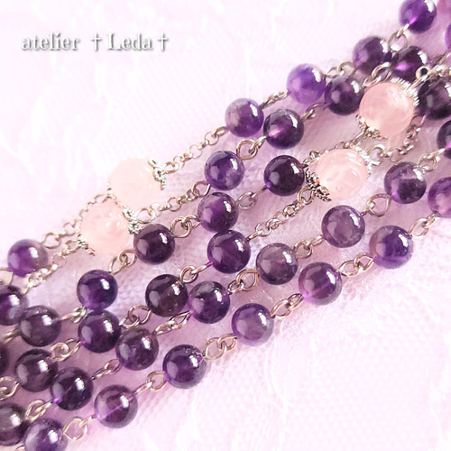 ☆アメジスト＆ローズクォーツ ロザリオ☆~Amethys t& Rose・Q~ ☆アメジスト＆ローズクォーツ ロザリオ☆~Amethys t& Rose・Q