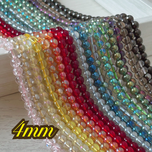 カラー水晶 染め 4mm5本セット＊アクセサリーパーツ＊ハンドメイド素材