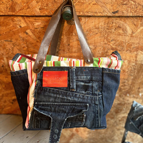 デニムとレザーのトートバッグ ハンドメイド トートバッグ M.MARI 通販