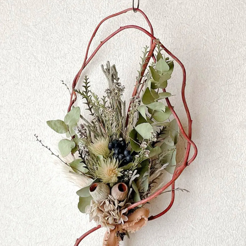 ドライフラワーのリース ユーカリ ベルガムナッツ スワッグ riisi 通販