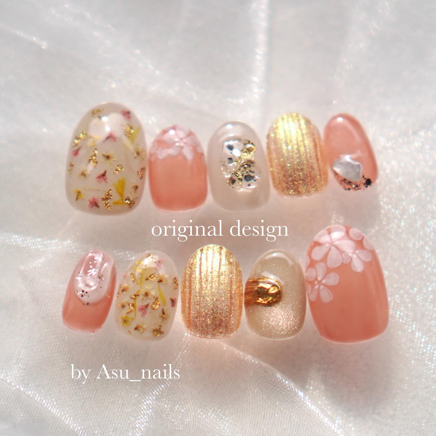 ネイルチップ 花 ニュアンス ちゅるん うるうる フルオーダー オーダーネイル 4091440579d14cfb14d1391596dc0c