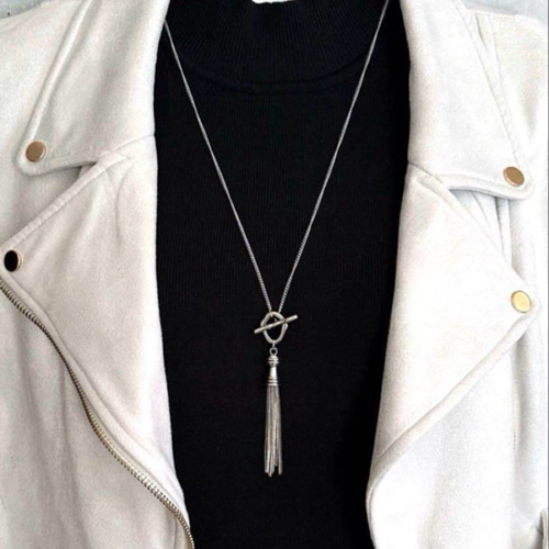 アレルギー対応✧*｡】アンティークシルバー マンテルネックレス ロング