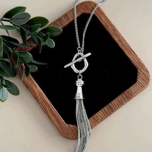 アレルギー対応✧*｡】アンティーク シルバー マンテルネックレス