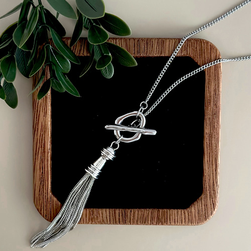 アレルギー対応✧*｡】アンティークシルバー マンテルネックレス ロング