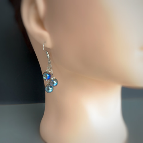アクアオーラクォーツピアス:.✿*:・サージカルステンレス ピアス 