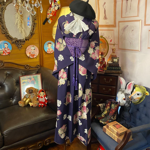 非売品 着物 和洋折衷 リメイク 帯サッシュベルト ドレス ワンピース ワンピース