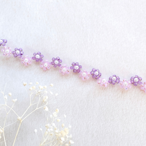 ピンク×紫のビーズブレスレット 指輪・リング kuma beads 通販