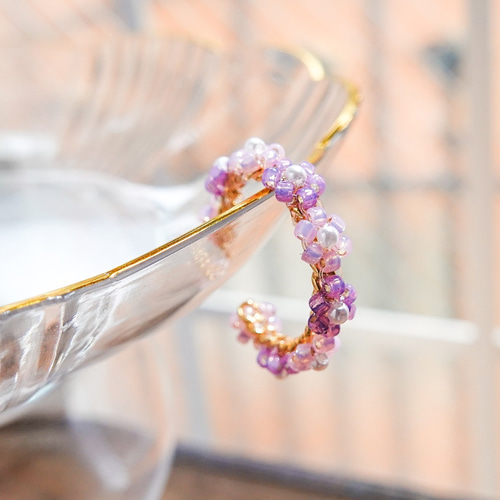 ピンク紫グラデーションビーズブレスレット ピンク×紫のビーズブレスレット 指輪・リング kuma beads 通販