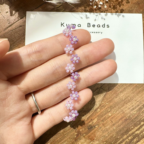 ピンク×紫のビーズブレスレット 指輪・リング kuma beads 通販
