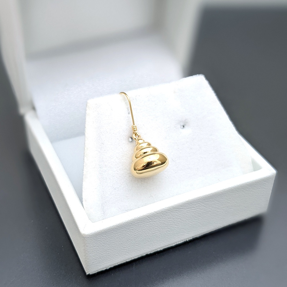 金のうんこMAXぶら下げピアス（無垢モデル）・片方のみ：シルバー＋金メッキ