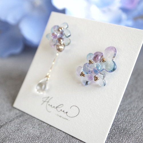 雨上がりの紫陽花ピアス/イヤリング ピアス（スタッド・一粒 