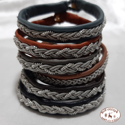 サーミブレスレット アンティークブラウン 幅2.4cm 北欧 レザーブレスレット サーミブレスレット アンティークブラウン 幅2.4cm 北欧 レザー