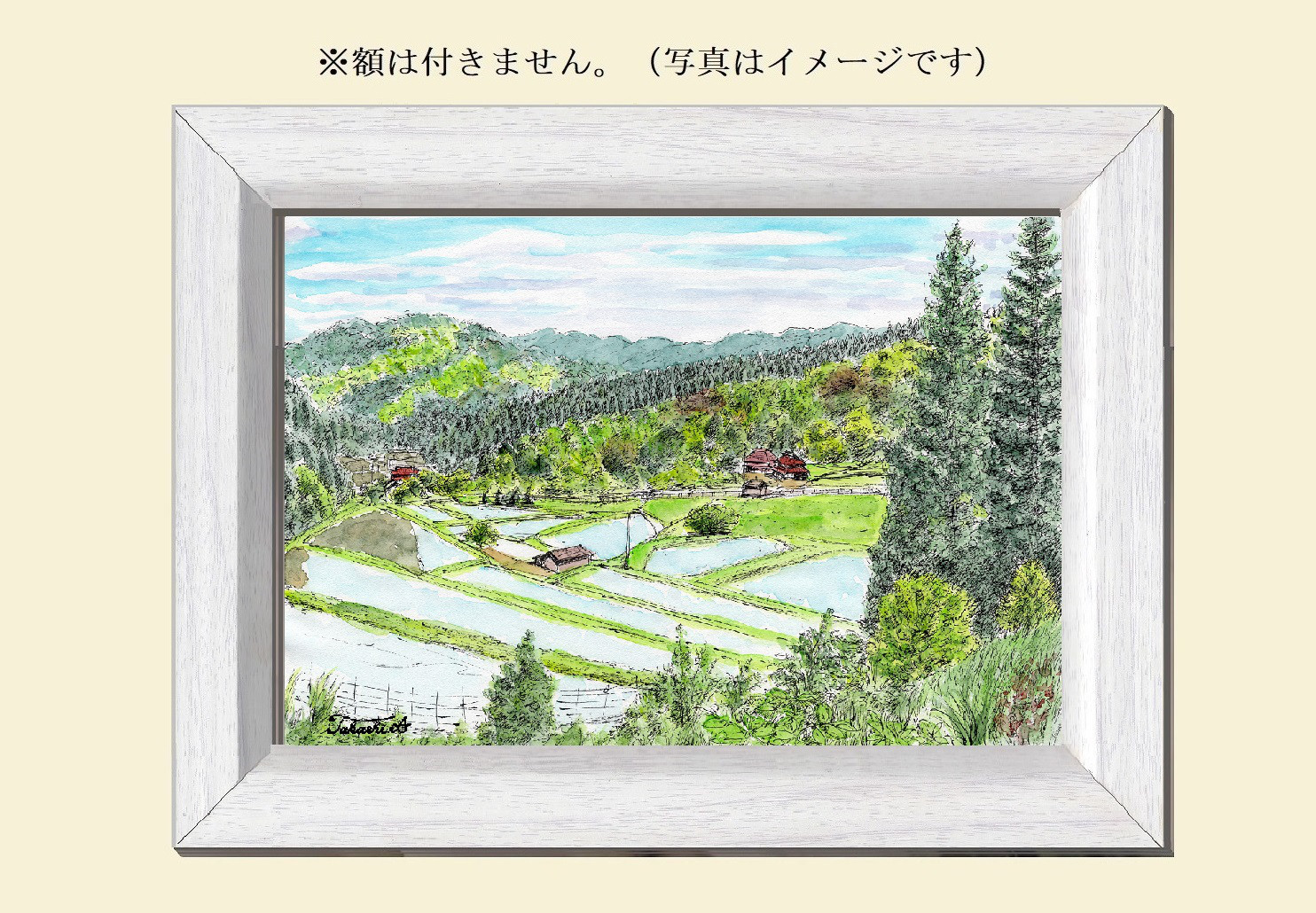 透明水彩画 原画 「ローズハウス」額縁付 A4サイズ 風景画 【公式通販】