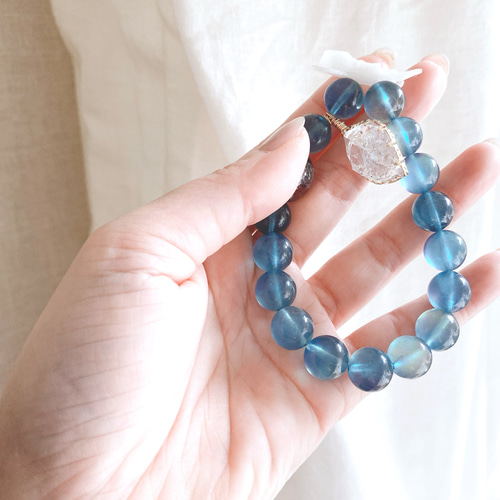 10-56】深い海の底を漂うようなディープアクアマリンとハーキマー