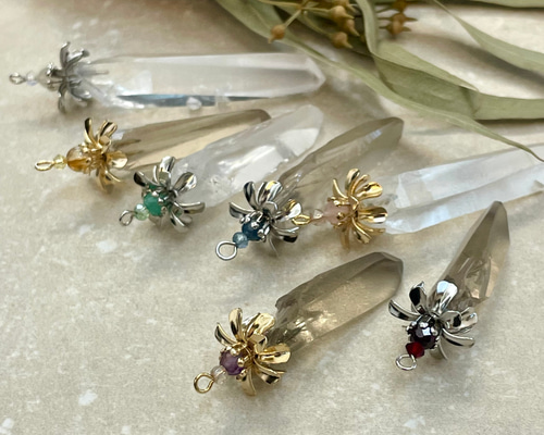 誕生石を添えて〜レムリアンシード 水晶 ペンデュラム ネックレス 7月