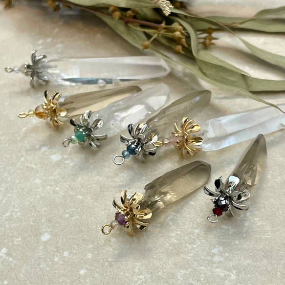 誕生石を添えて〜レムリアンシード 水晶 ペンデュラム ネックレス 7月