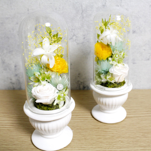 仏花 仏具 ガラスドーム プリザーブドフラワー「真珠の涙」MURASAKI