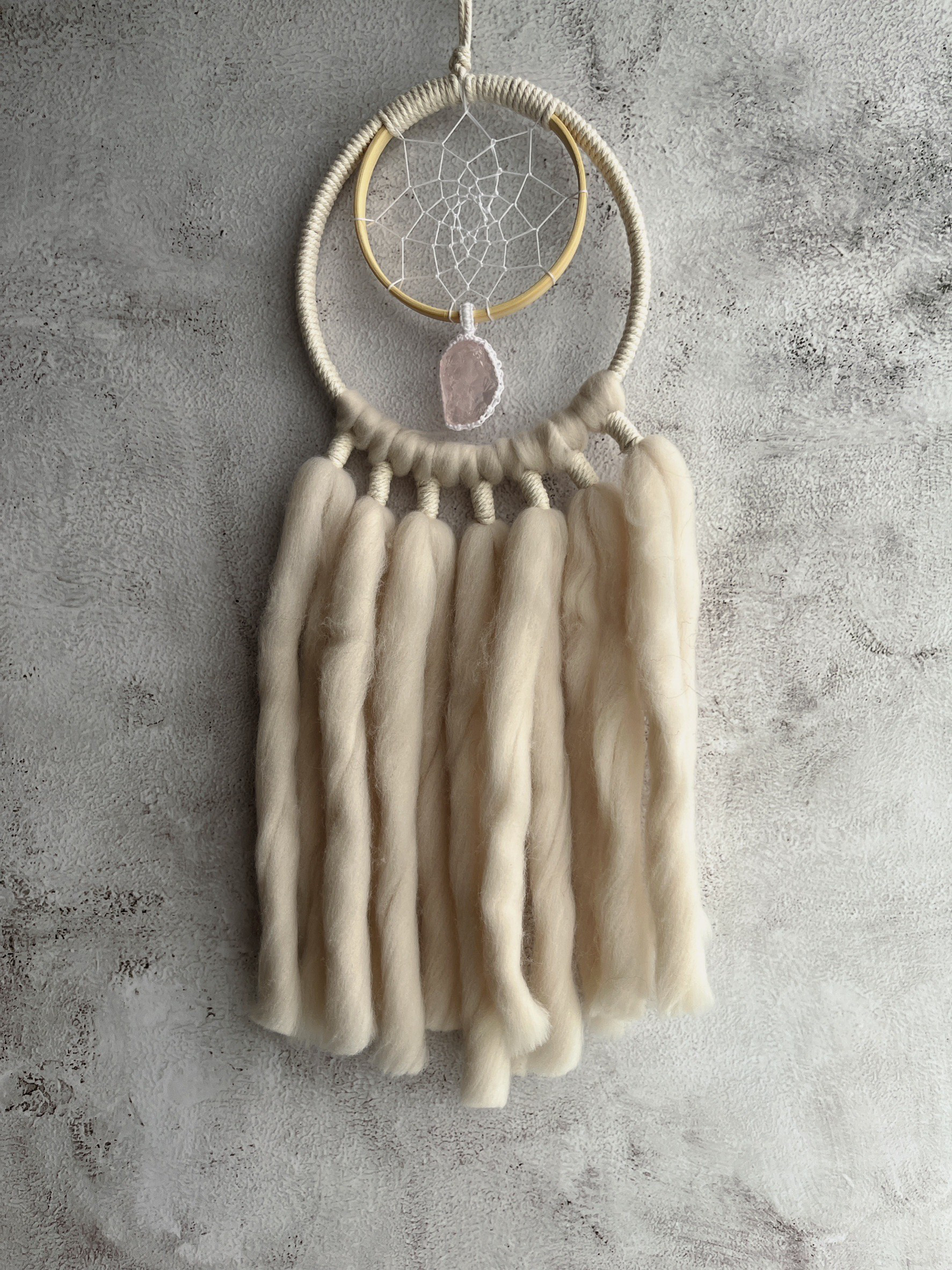 天然石ドリームキャッチャー　ローズクォーツ　No,259