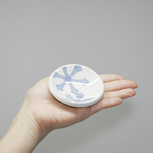 砥部焼 おしゃれ 「3点セット（雪柄）」楕円皿 豆皿 ミニカップ