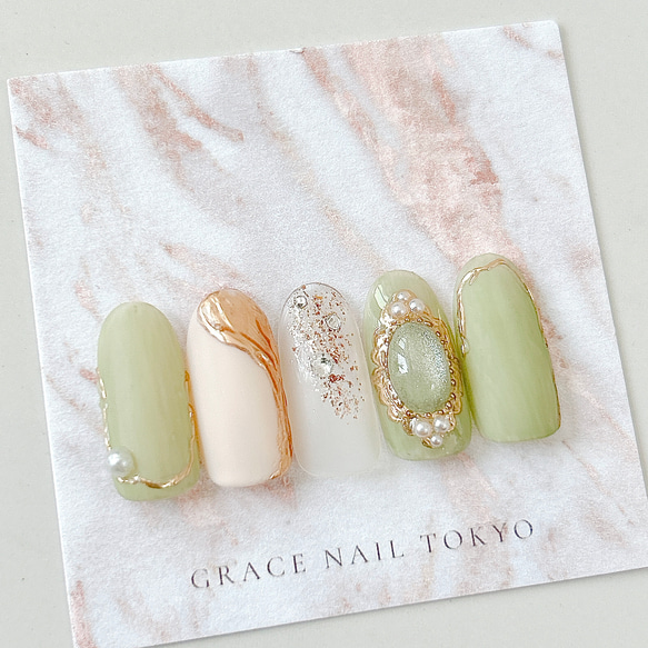 販売休止中→9月再開予定です♡】美人Luxuryネイルチップ【セレブ 