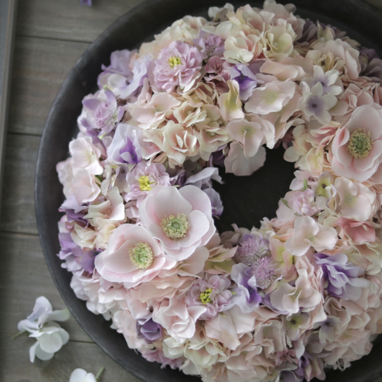 【送料無料】まぁるい桜色のリース【直径33cmほど】