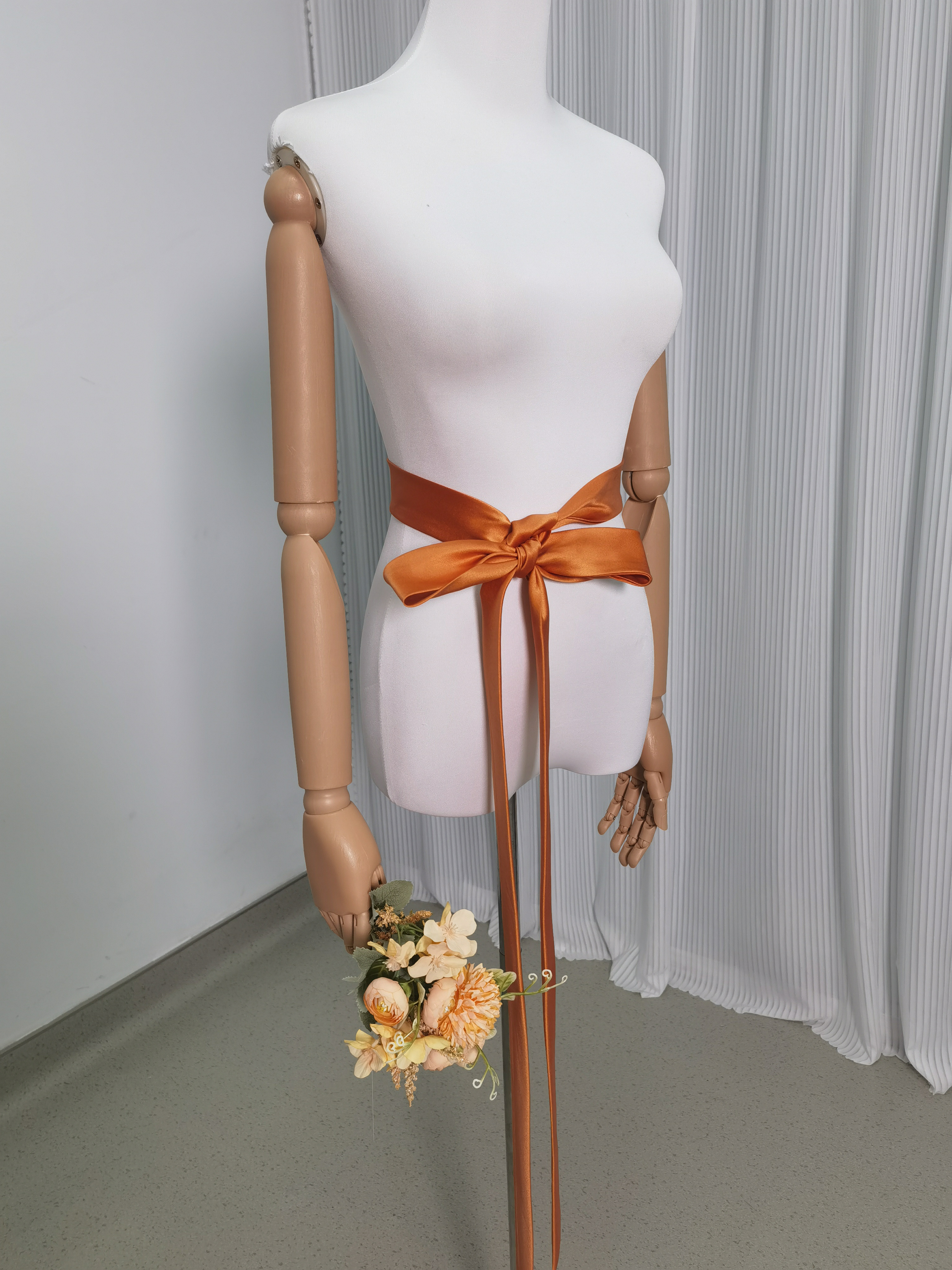 送料無料！【安心のミシン留め・選べる16色】ウエディングドレス オレンジサッシュベルト ウエディングベルト サッシュリボ