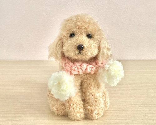 ★ハンドメイド★ いっしょにおでかけ トイプードル ぬいぐるみ アプリコット いつでもいっしょ♪ ふわふわ小さなアプリコットトイプードル 犬