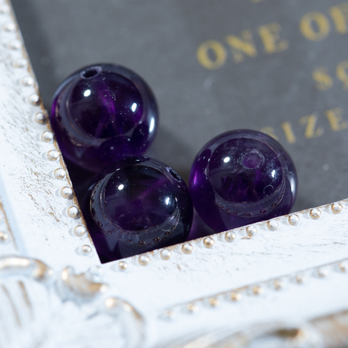 A5 アメジスト 紫水晶 より深いパープル 高級 天然石 10mm 3粒
