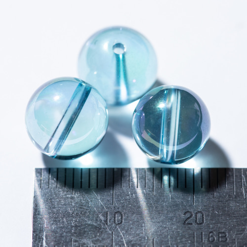 AAA アクアオーラ 水晶 水色 虹色 クリスタル 天然石 10mm 3粒