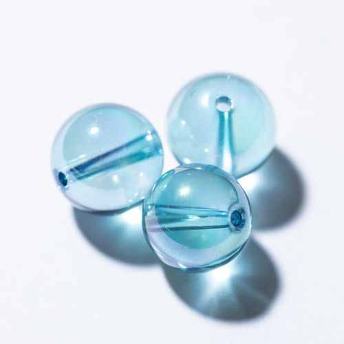 AAA アクアオーラ 水晶 水色 虹色 クリスタル 天然石 10mm 3粒 両穴