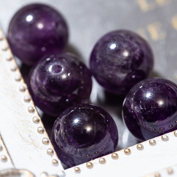 AAA アメジスト 紫水晶 天然石 10mm5粒 両穴 穴あり クリスタル 高級