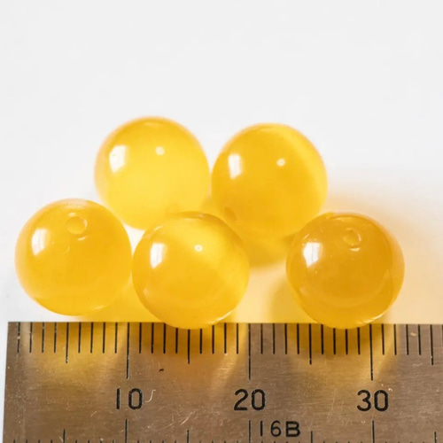 高級イエロー キャッツアイ 猫目石 金緑石 黄色 天然石 10mm5粒
