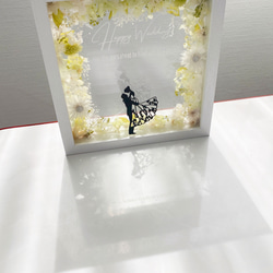 名入れギフト　グリーン　ガラスフレームボックスアレンジメント　結婚祝い　プリザーブドフラワー　ウェディング　両親贈呈品 11枚目の画像