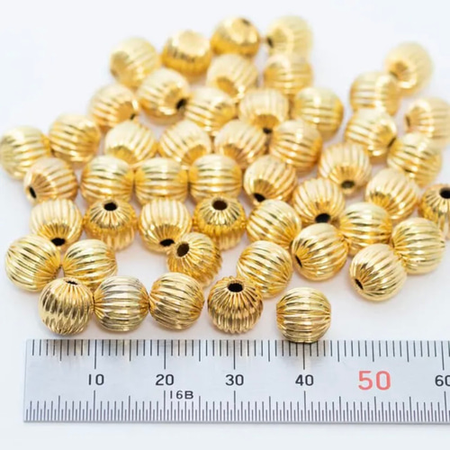 メタルビーズ 両穴 8mm 30個 高級 ゴールド 金色 ロンデル