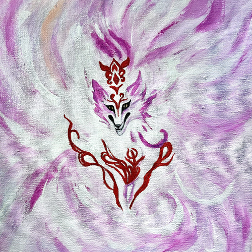 原画no.54 九尾笑面天狐 絵画 ケンちゃんの天然石工房 通販 17749611