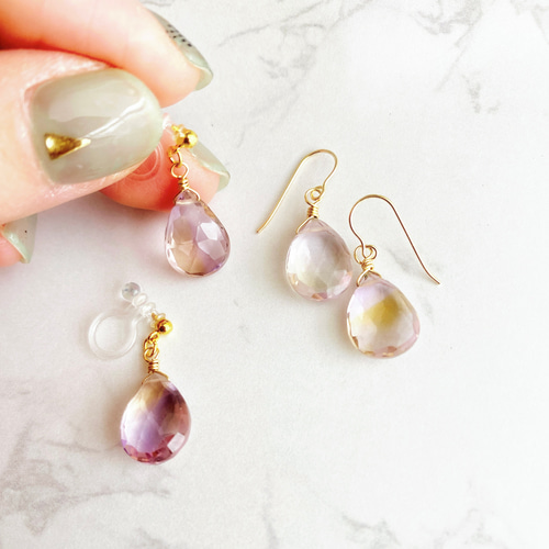 14kgf アメトリンピアス♡ アメトリンのキラメク雫 ピアス/イヤリング～14kgf ピアス