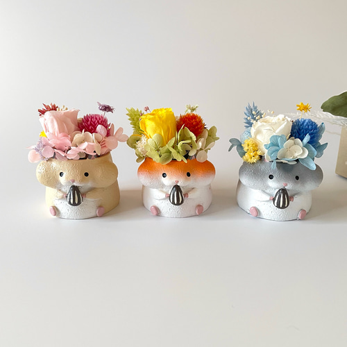 小さなハムスター＊フラワーポット プリザーブドフラワー